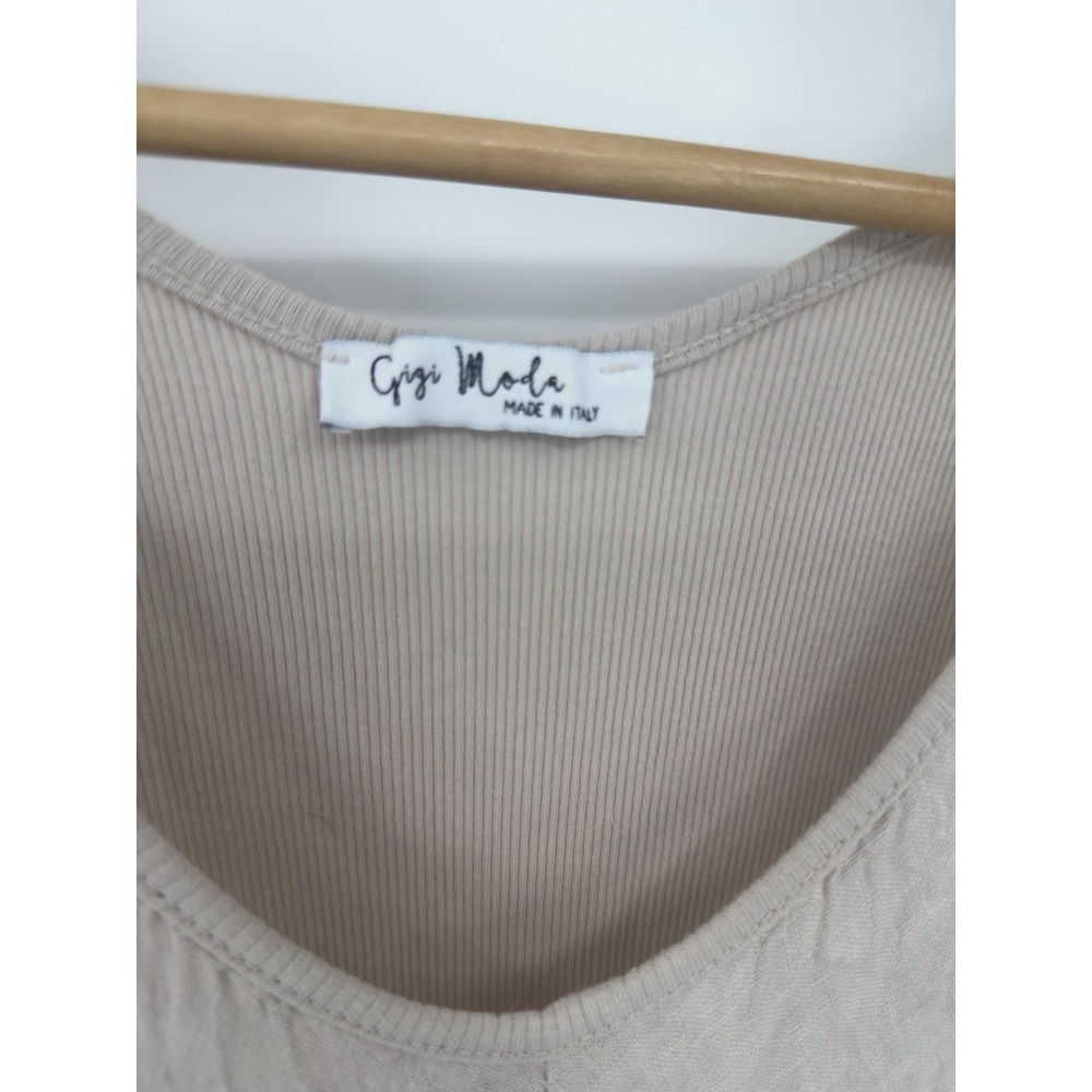 Gigi Moda Linen Rosalia Lagenlook Natural Midi Dress Pockets Sleeveless XS S - Picture 5 of 6
